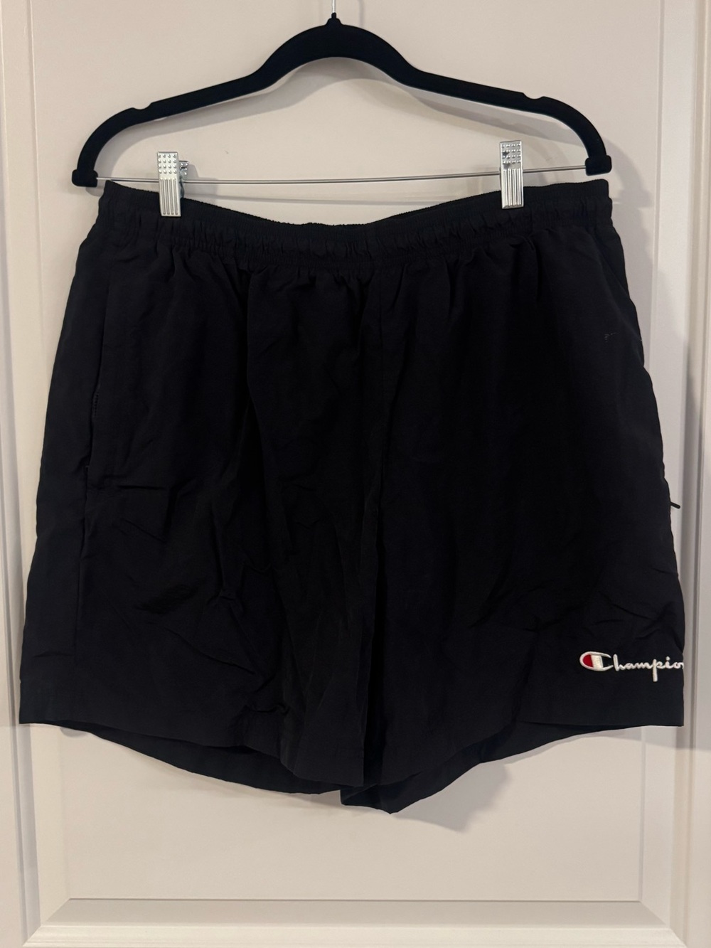 Champion Black Men’s Athletic Shorts with Logo